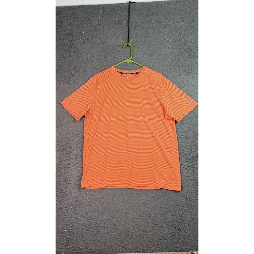 Russell Shirt Mens Large Orange Striped DriPower 360 Performance Athletic Tee‎